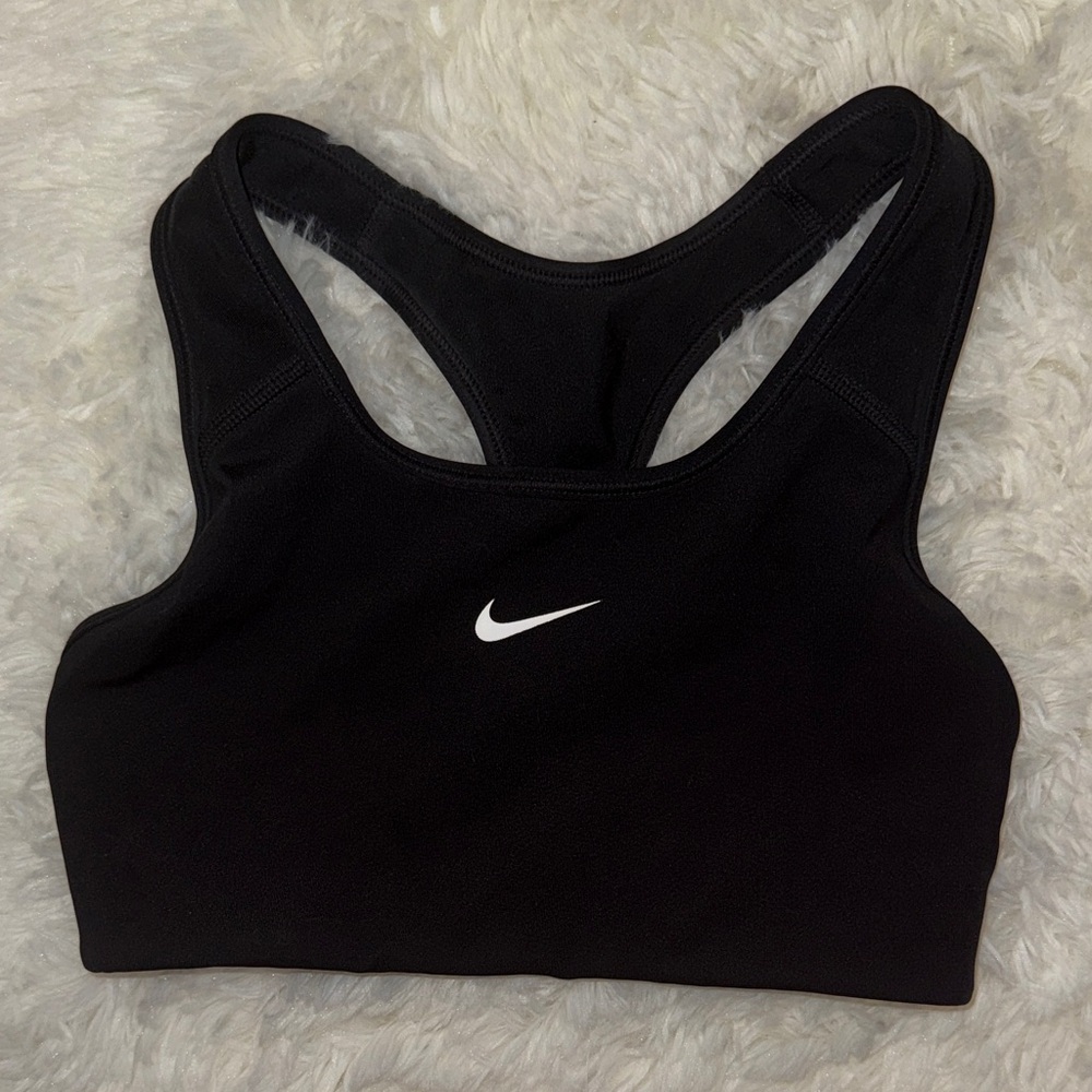 Nike Women's Black Sports Bra with White Logo